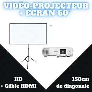 Vidéo-Projecteur + Écran 60’’ (150 cm)
