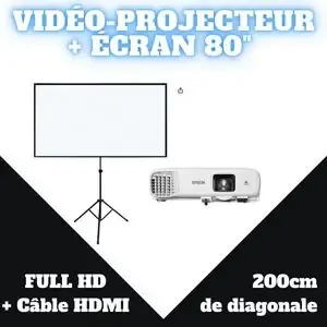 Vidéo-Projecteur + Écran 80’’ (200 cm)
